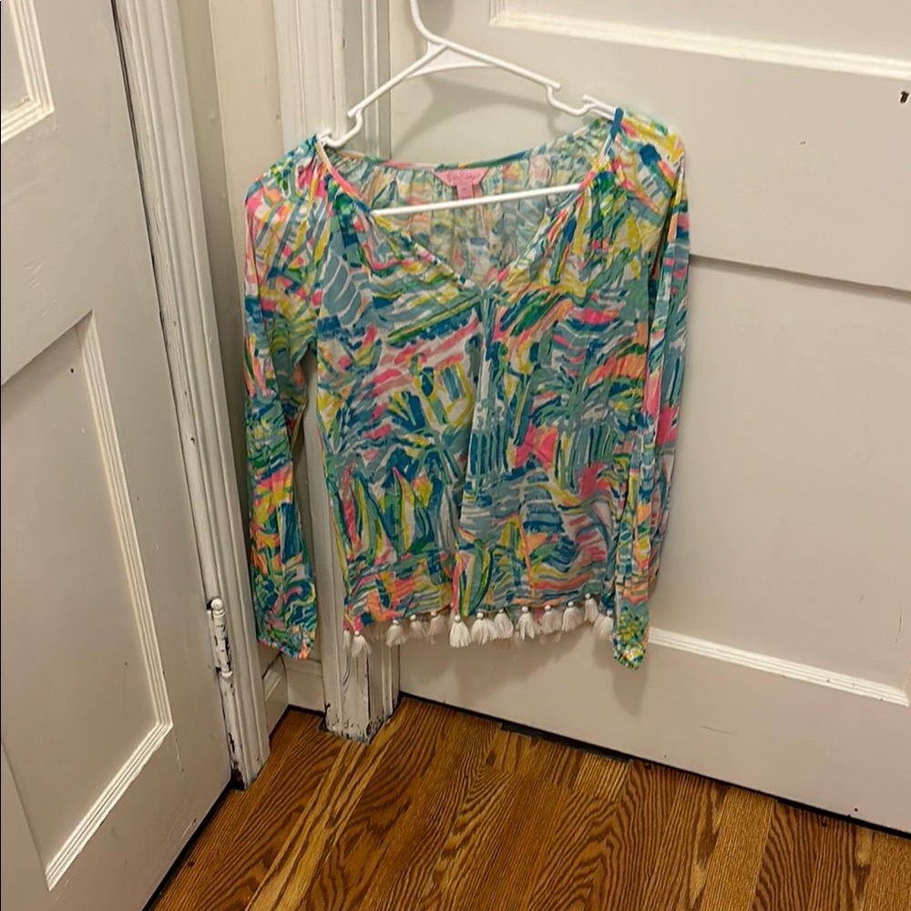 Lilly Pulitzer Multicolor Tassel Hem Blouse